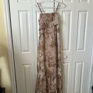 Express Snake-Print Maxi Dress in Beige and Taupe
